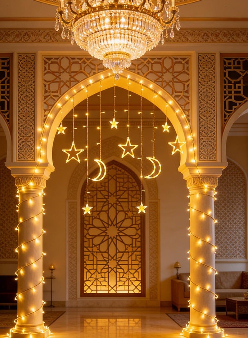 توبيتش أضواء زينة رمضان، أضواء LED رمضان الخارجية، أضواء زينة نجمة وقمر بطول 2 متر للحفلات وغرف النوم والعطلات الداخلية والخارجية (أبيض دافئ) - Image 1